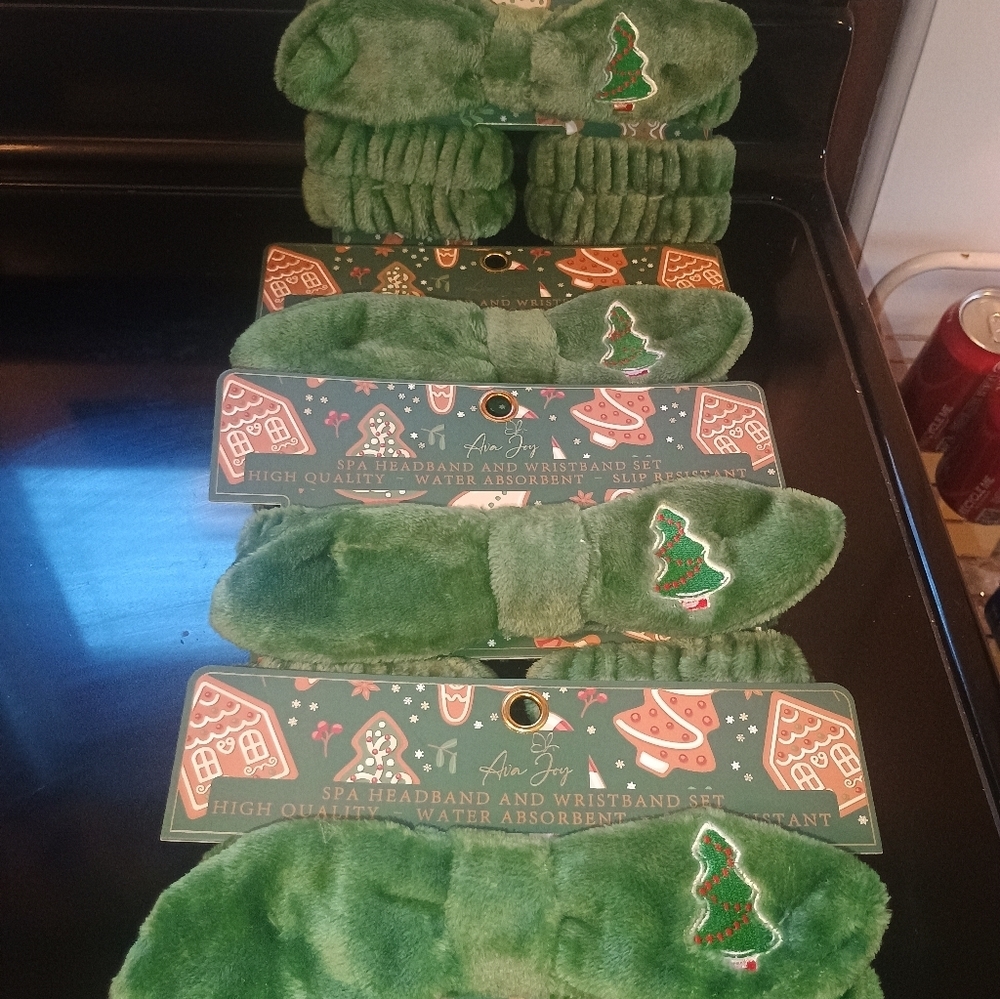 Green Christmas Tree Headbands and Socks Set Christmas Spa Set Beauty - Picture 4 of 4